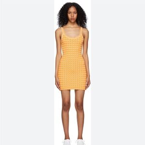 Fendi Size 36  or 0/XS Mid Length Orange Zucca Knit Body-con Logo FF dress